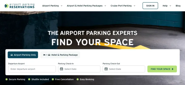 Screenshot Airport Parking Reservations