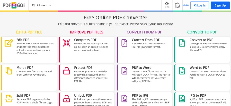 Screenshot PDF2Go