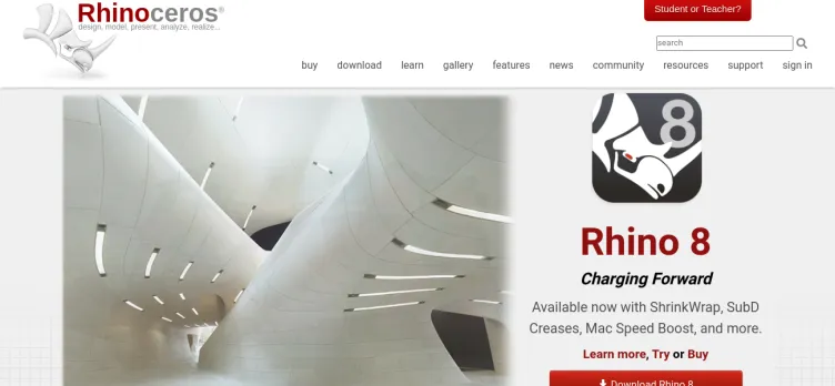 Screenshot Rhino3D.com