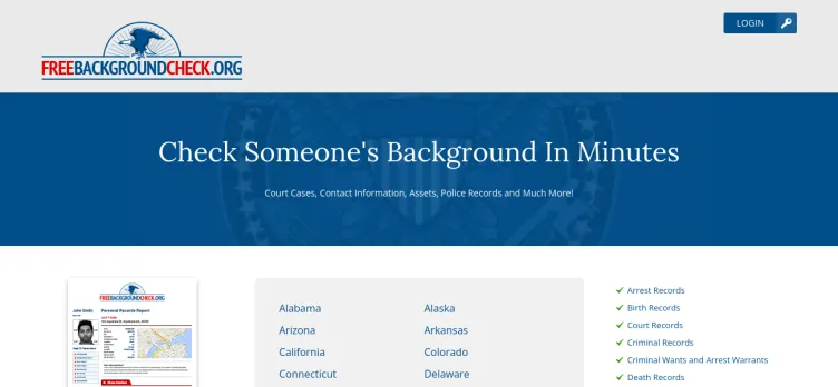 Screenshot Free Background Check .org