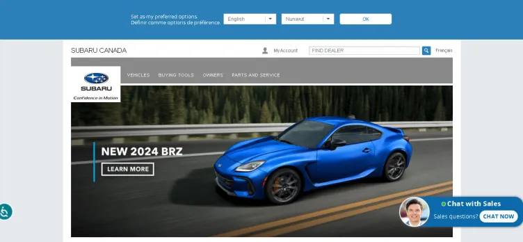 Screenshot Subaru.ca