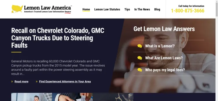 Screenshot Lemon Law America