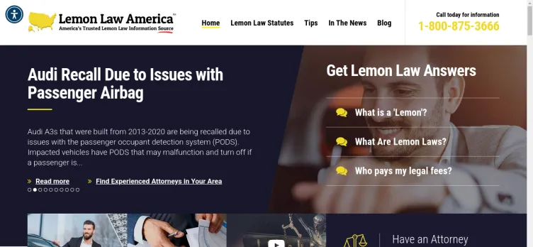 Screenshot Lemon Law America