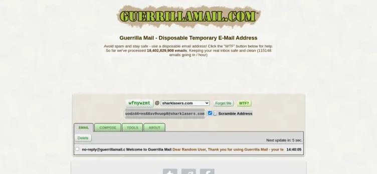 Screenshot Guerrilla Mail