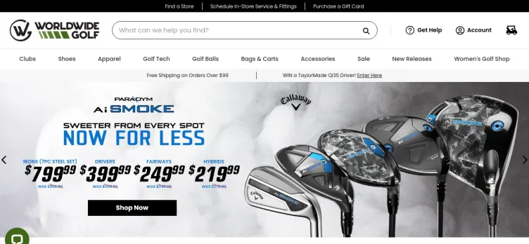 Screenshot Worldwide Golf Shops