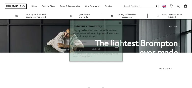 Screenshot Brompton.com