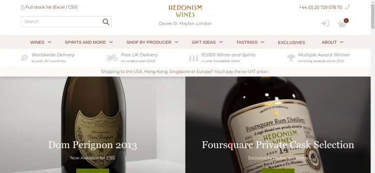 Screenshot Hedonism.co.uk