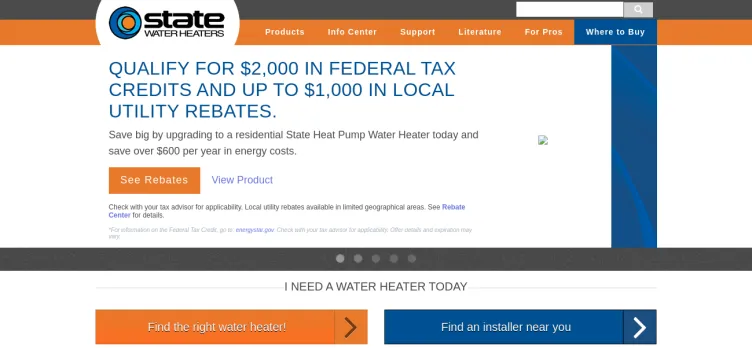 Screenshot State Water Heaters