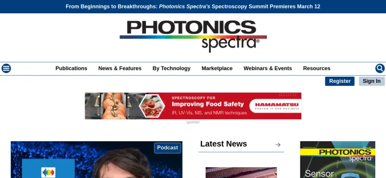 Screenshot Photonics.com