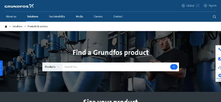 Screenshot Grundfos.com