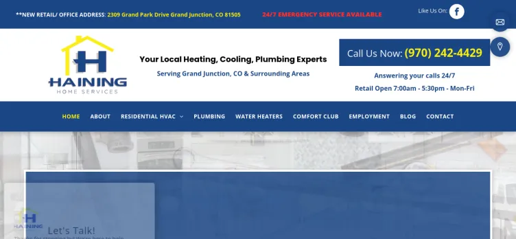 Screenshot HainingPlumbing.com