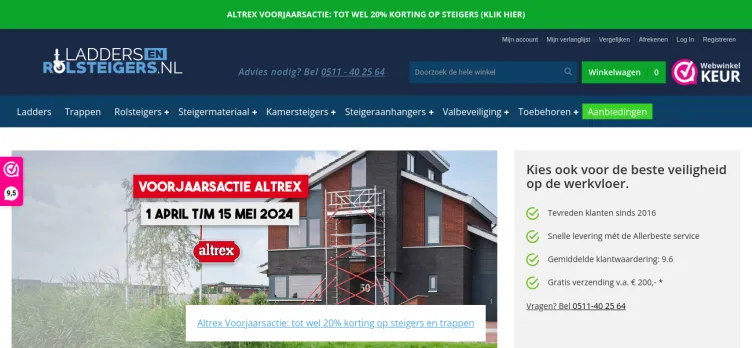 Screenshot Laddersenrolsteigers.nl