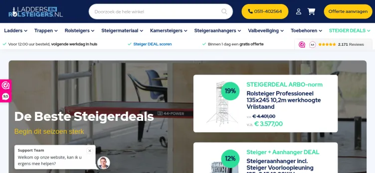 Screenshot Laddersenrolsteigers.nl