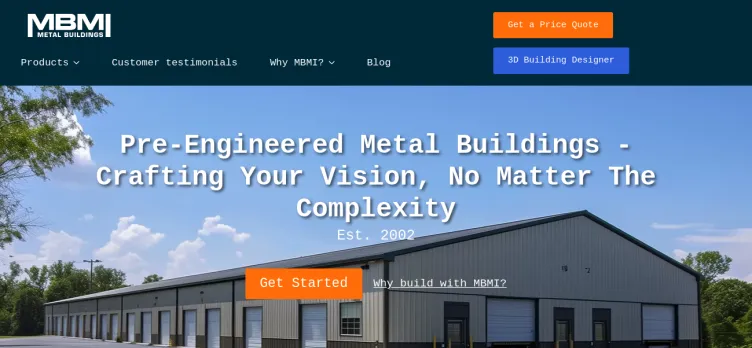 Screenshot MBMSteelBuildings.com