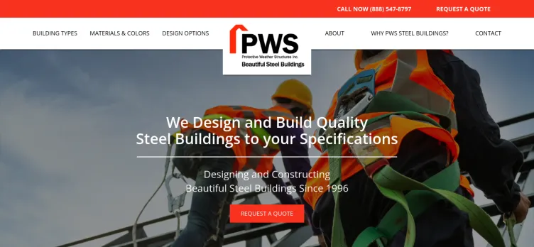 Screenshot PWSSteelBuildings.com