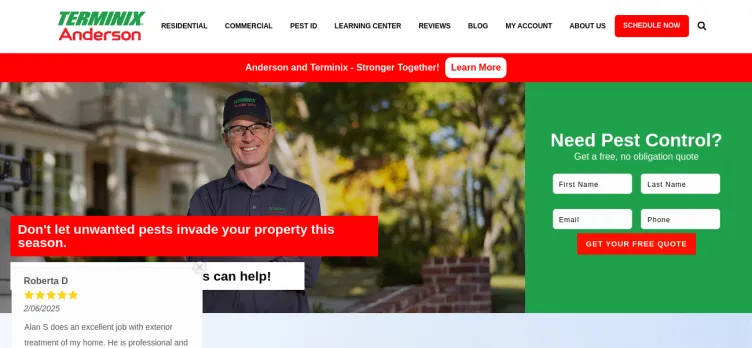 Screenshot Anderson Pest Solutions