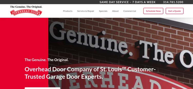 Screenshot OverheadDoorStLouis.com