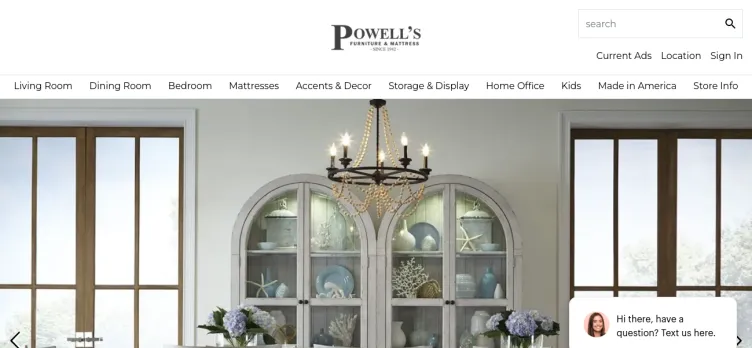 Screenshot PowellsFurniture.com