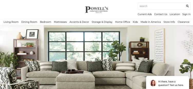 Screenshot PowellsFurniture.com