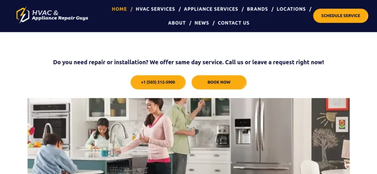 Screenshot HVACAndApplianceGuys.com