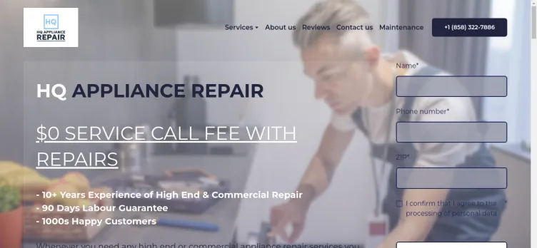 Screenshot HQ Appliance Repair