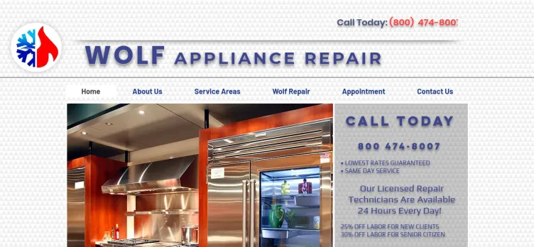 Screenshot Wolf Appliance Repair Service