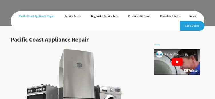 Screenshot Pacific Coast Appliance Repair