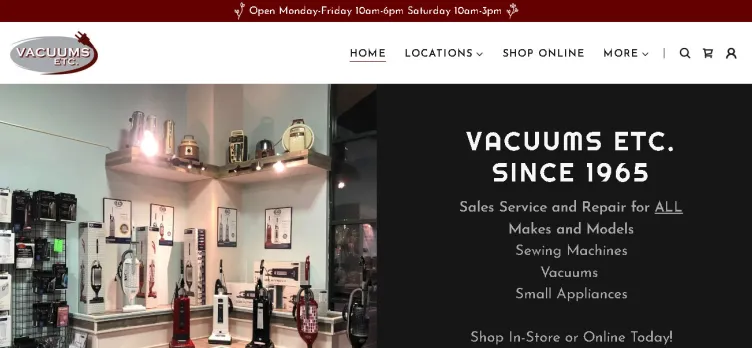 Screenshot Vacuums Etc.