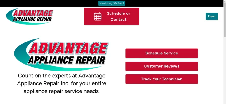Screenshot AdvantageAppliance.biz