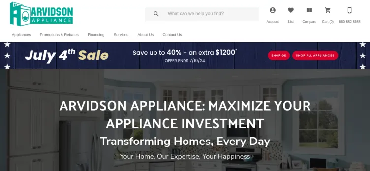 Screenshot Arvidson Appliance