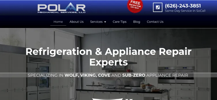 Screenshot PolarApplianceRepair.com