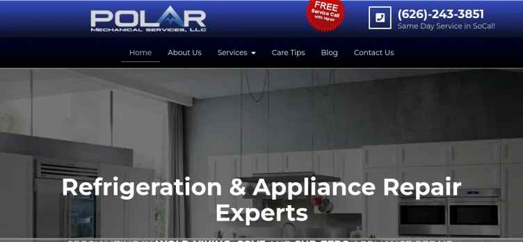 Screenshot PolarApplianceRepair.com