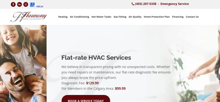 Screenshot HarmonyHeating.ca