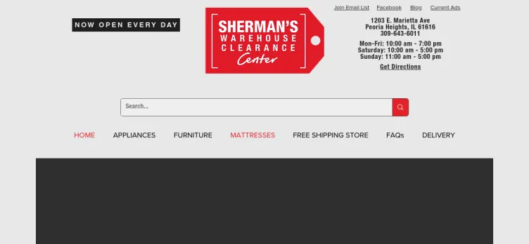 Screenshot ShermansClearance.com