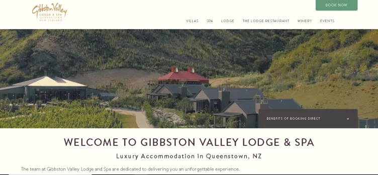 Screenshot Gibbston Valley Lodge & Spa