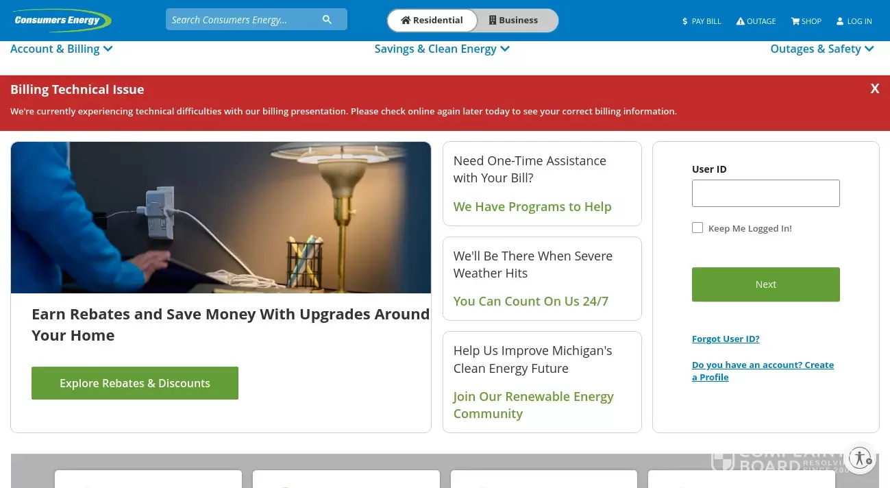 Consumers Energy Review appliance service plan