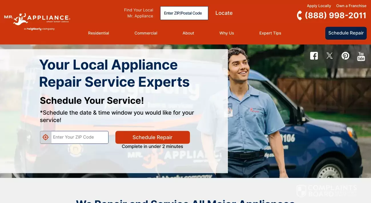 Mr. Appliance Reviews, Complaints, Customer Claims ComplaintsBoard