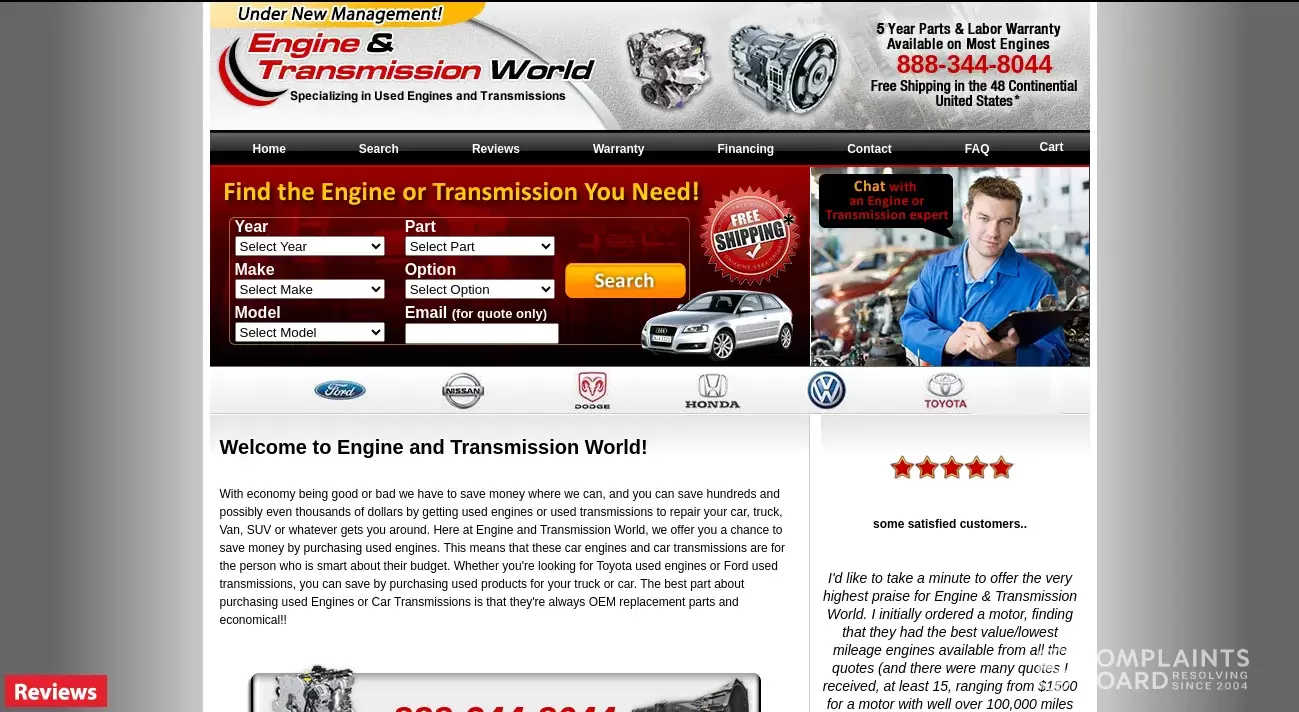Engine & Transmission World Reviews, Complaints, Customer Claims