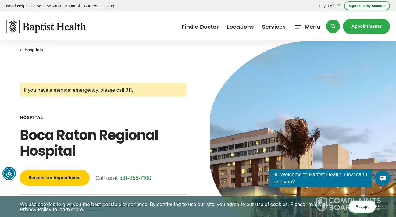 Boca Raton Regional Hospital Review Emergency visit