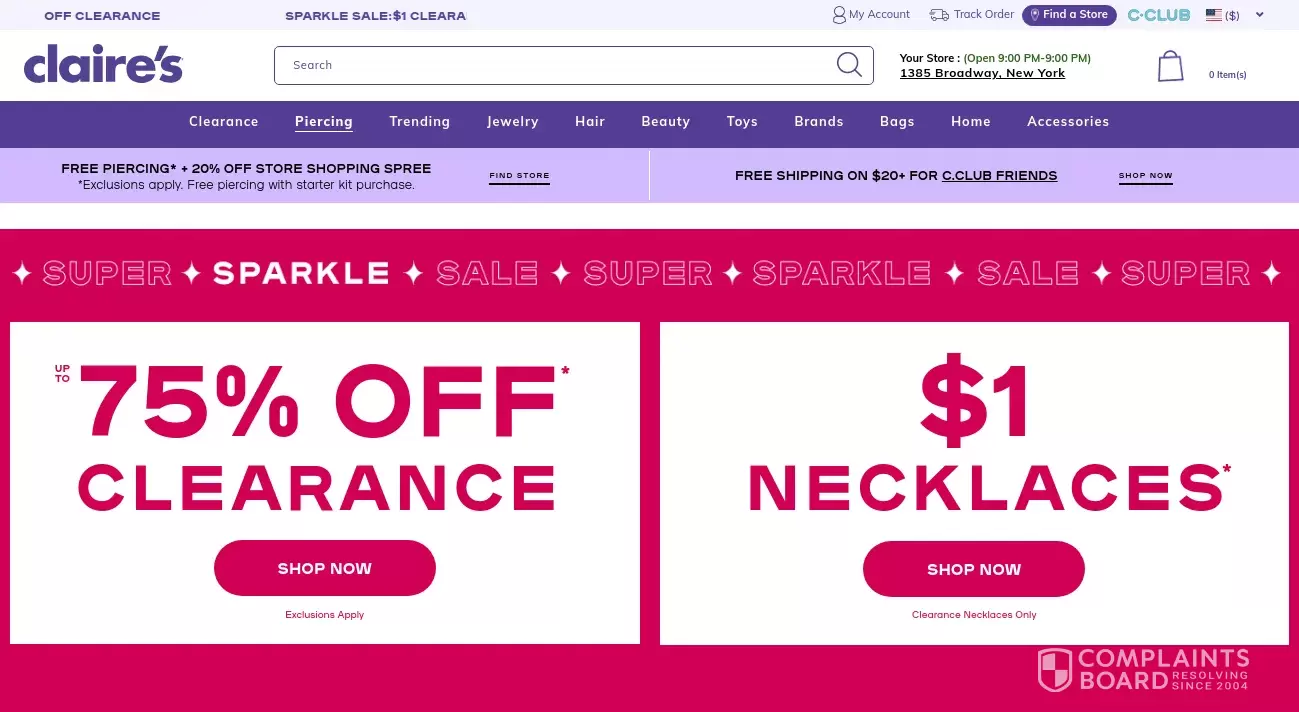 Claire's Stores Reviews 2024 All You Need to Know ComplaintsBoard