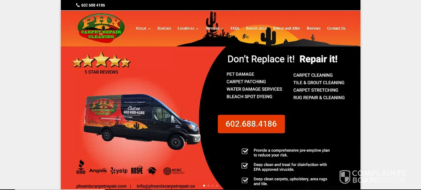 Phoenix Carpet Repair & Cleaning Customer Service Phone, Email, Address