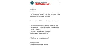 WorldRemit - Unauthorised money transfer