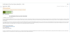 Coca-Cola - Lottery award scam