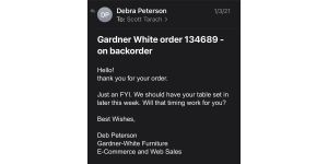 Gardner-White Furniture - Customer service and availability, promise