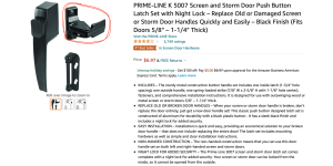 Larson Manufacturing - Prime-link k 5006, 5007 classic push-button design inside latch for screen door