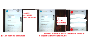 Net10 Wireless - Unauthorized charge fraudulent visa info added on expired visa