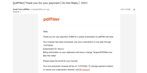 pdfFiller - Unauthorized charge of $96 on my credit card