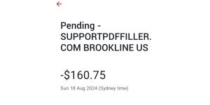 pdfFiller - Unauthorised credit card charge 