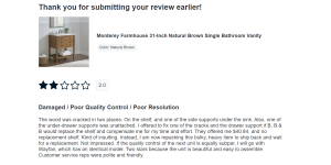 Bed Bath & Beyond - Damaged items / no refund yet / review not posted on site