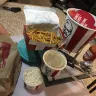KFC - bucket of chicken, french fries and salad, no meat, no fries, oily cold food to much money